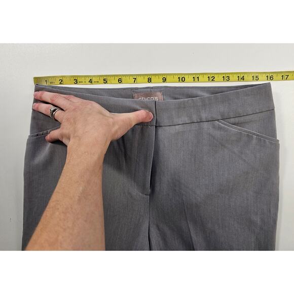 Chicos size 1 short PETITE (8) grey career business casual EUC high rise classy - Picture 7 of 7